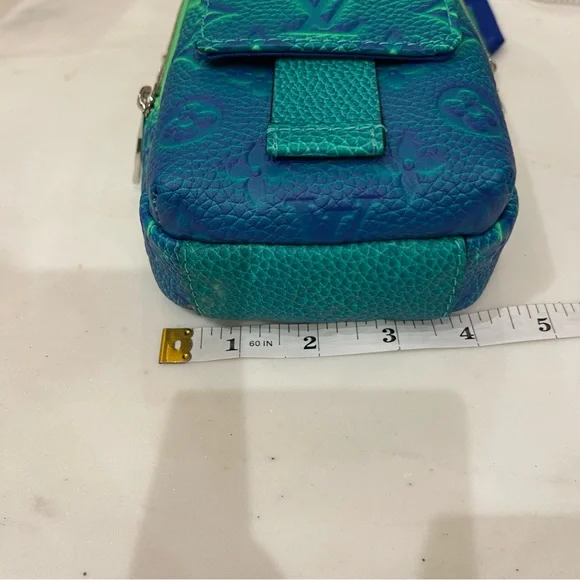 LOUIS VUITTON Virgil Abloh Blue & Neon Green Monogram Illusion Leather Flat - Picture 6 of 11